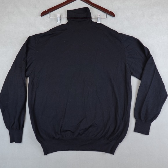 SULKA Sweater Black Mens Size XXL Turtleneck Merino Wool Made In Italy * - Picture 1 of 7